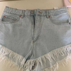 Light wash jean shorts